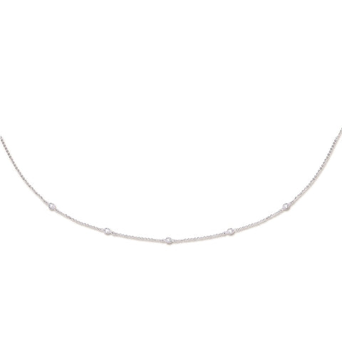 9ct White Gold Diamond By The Yard Cubic Zirconia Chain Necklace/ Bracelet