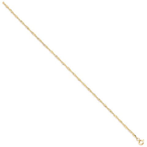 9ct Yellow Gold 1.9mm Hollow Singapore Chain