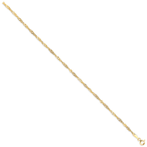 9ct Yellow Gold 2.3mm Hollow Singapore Chain