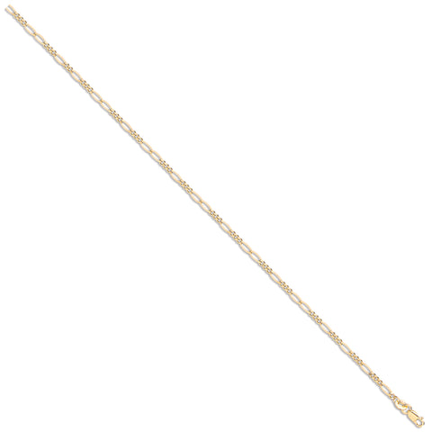 9ct Yellow Gold 2.2mm Hollow Figaro Chain