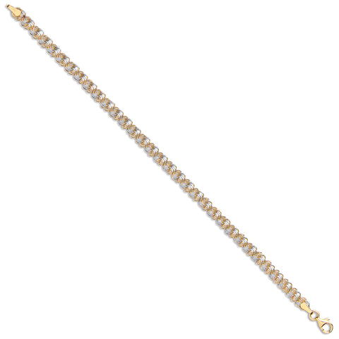 9ct Yellow & White Gold Hollow Double Link Chain/Bracelet