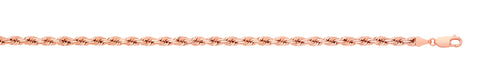 9ct Rose Gold Solid Diamond Cut 4.2mm Rope Chain