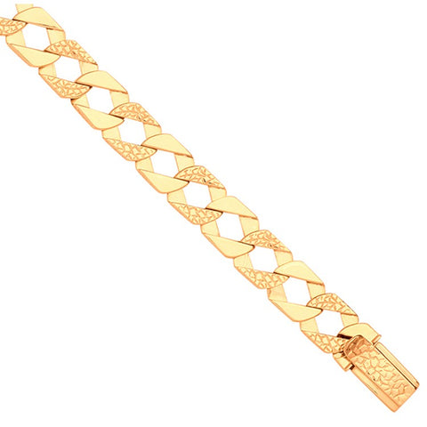 Yellow Gold Plain & Nugget 10.5mm Link Flat Curb Chain