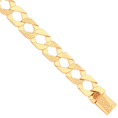 Yellow Gold Plain & Nugget 13mm Link Flat Curb Chain