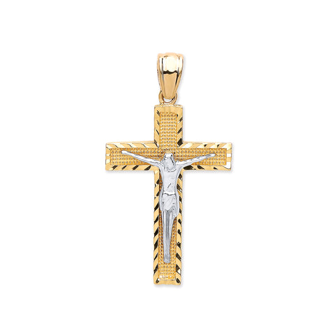 9ct Yellow & White Gold Crucifix