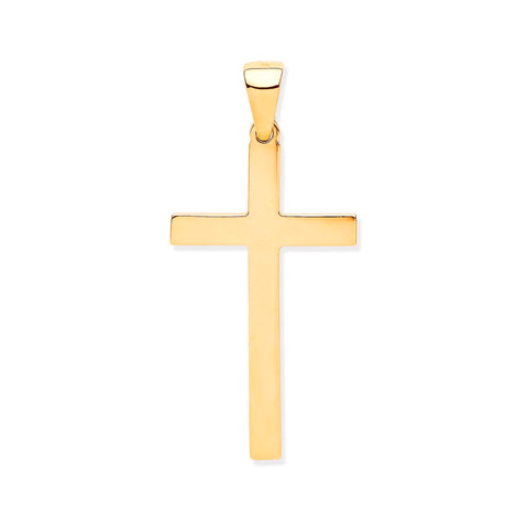 9ct Yellow Gold Solid Large Plain Cross