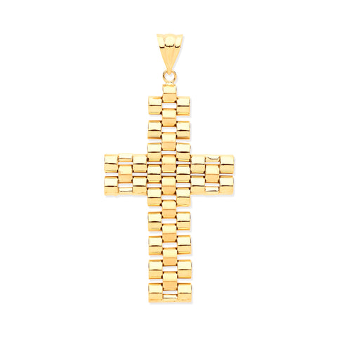 9ct Yellow Gold Fancy Link Large Cross