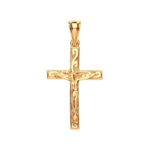 9ct Yellow Gold Ornate Crucifix