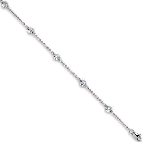 18ct White Gold 0.40ct Diamond by the yard Rubover Bracelet
