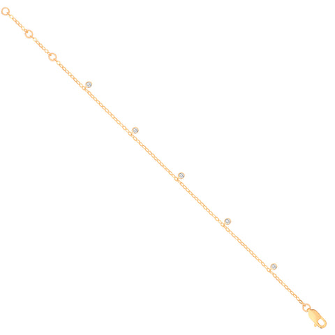 9ct Yellow Gold Rub-Over 0.10ctw Diamond Bracelet