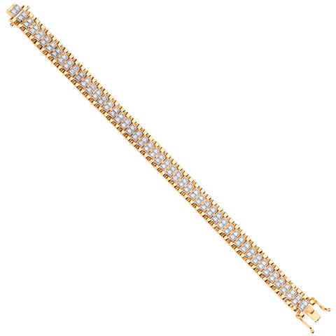 9ct Yellow Gold Fancy Link 0.26ctw Diamonds Ladies Bracelet