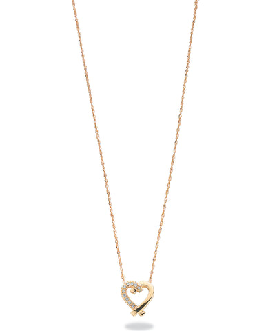9ct Yellow Gold 0.05ct Diamond Heart Pendant with 18in/45cm Chain