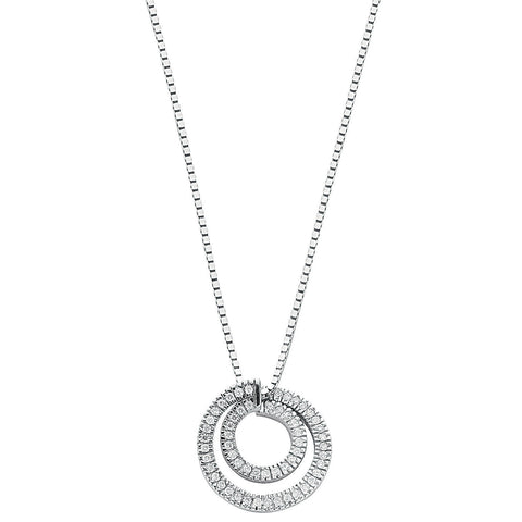 9ct White Gold 0.31ct Diamond Circle Pendant with 18in/45cm Chain