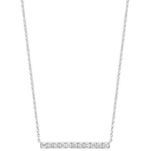 9ct White Gold 0.33ct Diamond Bar Necklace