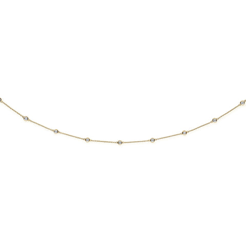 18ct Yellow Gold 1.00ct Diamond by the yard Necklace (18in/45cm)
