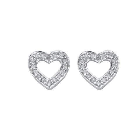 18ct White Gold 0.18ct Diamond Heart Stud Earrings