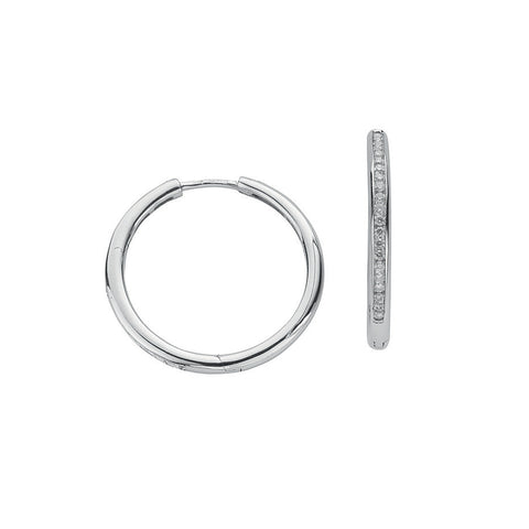 9ct White Gold 0.50ct Diamond Hoop Earrings