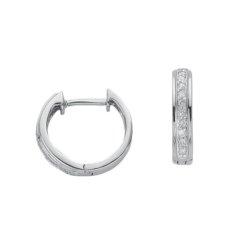 9ct White Gold 0.10ct H/SI Diamond Hoop Earrings