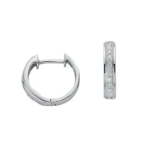 9ct White Gold 0.10ct Diamond Hoop Earrings