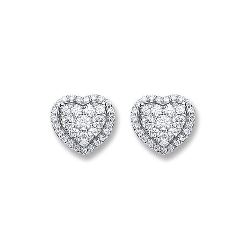 18ct White Gold 0.45ct GH/SI Diamond Heart Stud Earrings