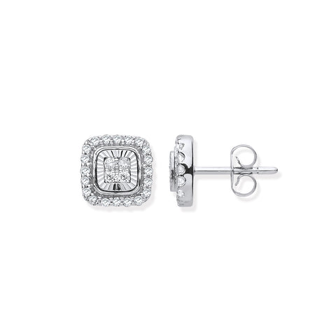 9ct Diamond Milled Bezel 0.33ctw Diamond Earrings