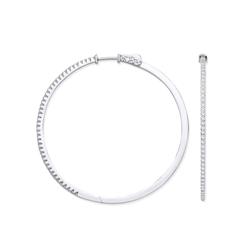 18ct White Gold 1.20ctw Claw Set Hoop Earrings