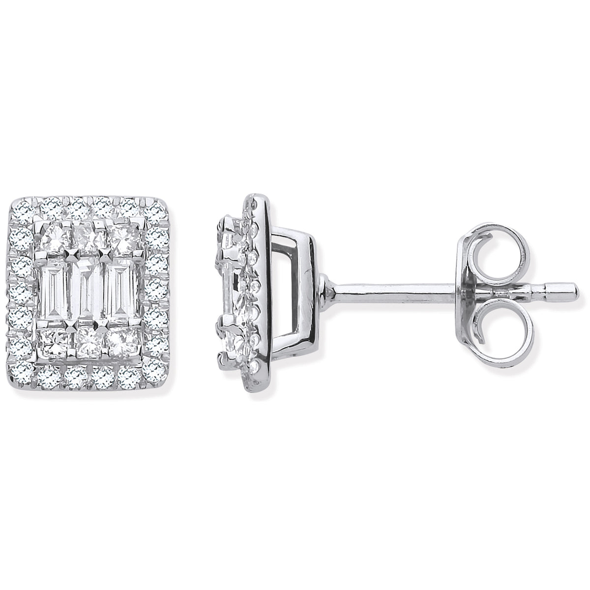 18ct White Gold Rectangular Studs Set with 0.50ct Diamonds