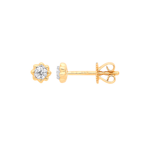 9ct Yellow Gold 0.13ct Diamond Stud Earrings
