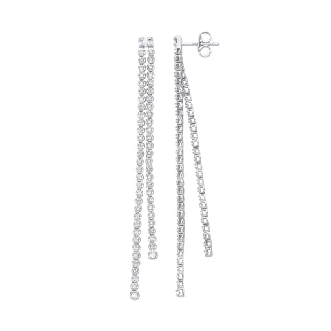 18ct White Gold Double Row 0.50ctw Drop Earrings