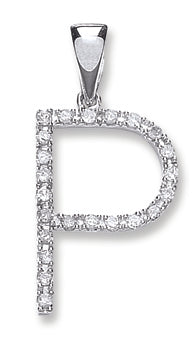 9ct White Gold Diamond Initial Pendants
