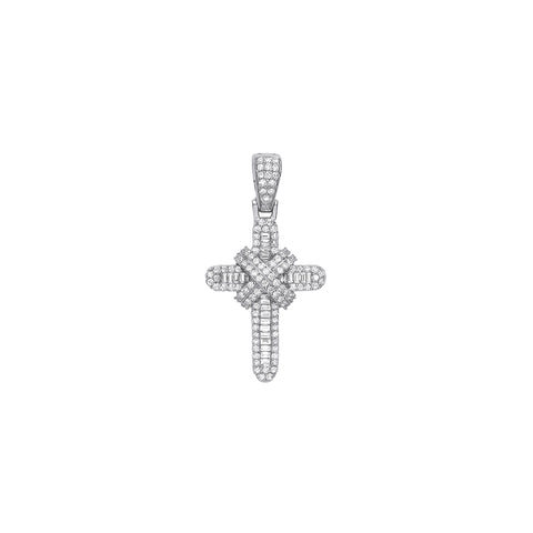 9ct White Gold 0.44ct Diamond Cross Pendant