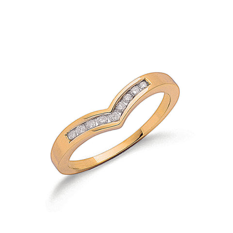 9ct Yellow Gold 0.15ct Diamond Wishbone Ring