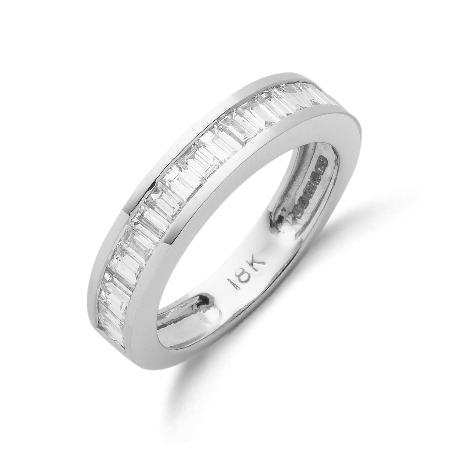 18ct White Gold 1.00ct Half Eternity Baguette Cut Diamond Eternity Ring