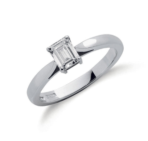 18ct White Gold 0.50ct Emerald Cut Diamond Engagement Ring SIZE L