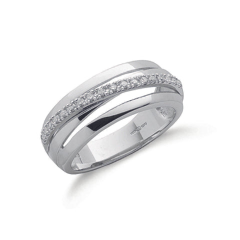 9ct White Gold 0.12ct Diamond Crossover Ring