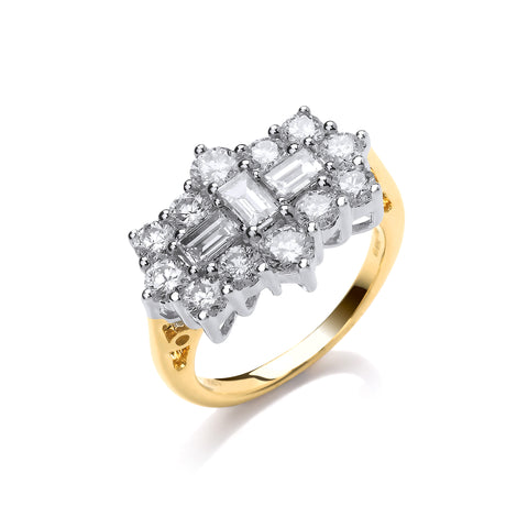 18ct Yellow Gold 2.00ctw Diamond Boat/Cluster Ring