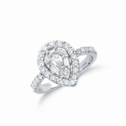18ct White Gold 1.00ct H/SI Pear Shaped Diamond Ring