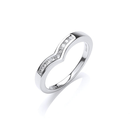 9ct White Gold 0.15ct H/SI Diamond Wishbone Ring