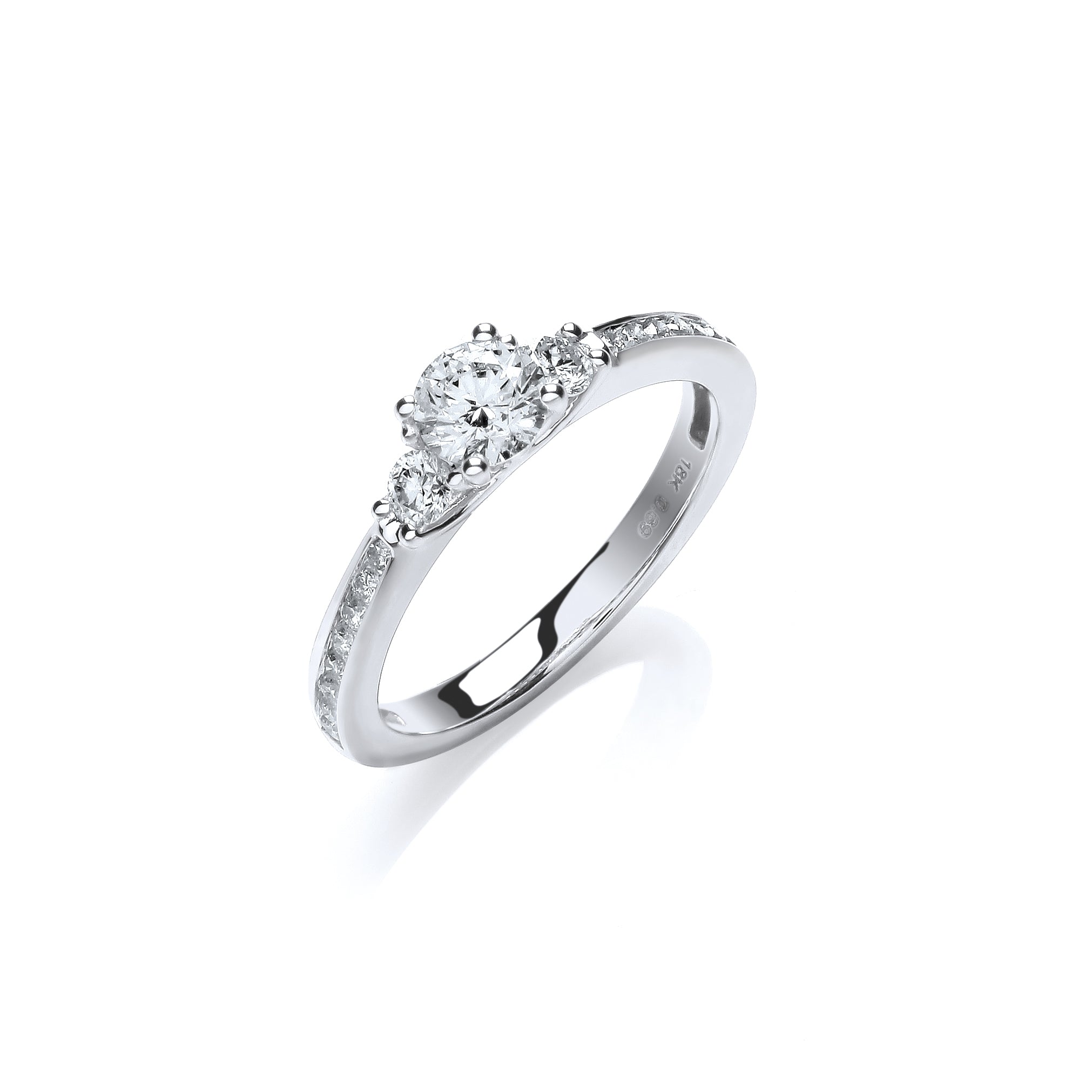 18ct White Gold 0.70ct Diamond Fancy Trilogy Ring