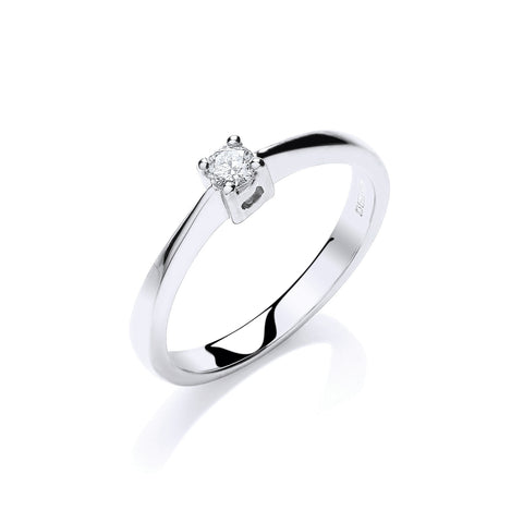 9ct White Gold 0.10ct H/SI Engagement Solitaire Ring