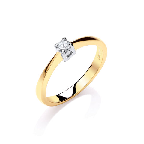 9ct Yellow Gold 0.10ct H/SI Engagement Solitaire Ring