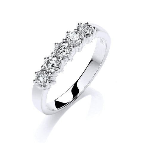 9ct White Gold 0.50ct 5 Stone Diamond Eternity Ring