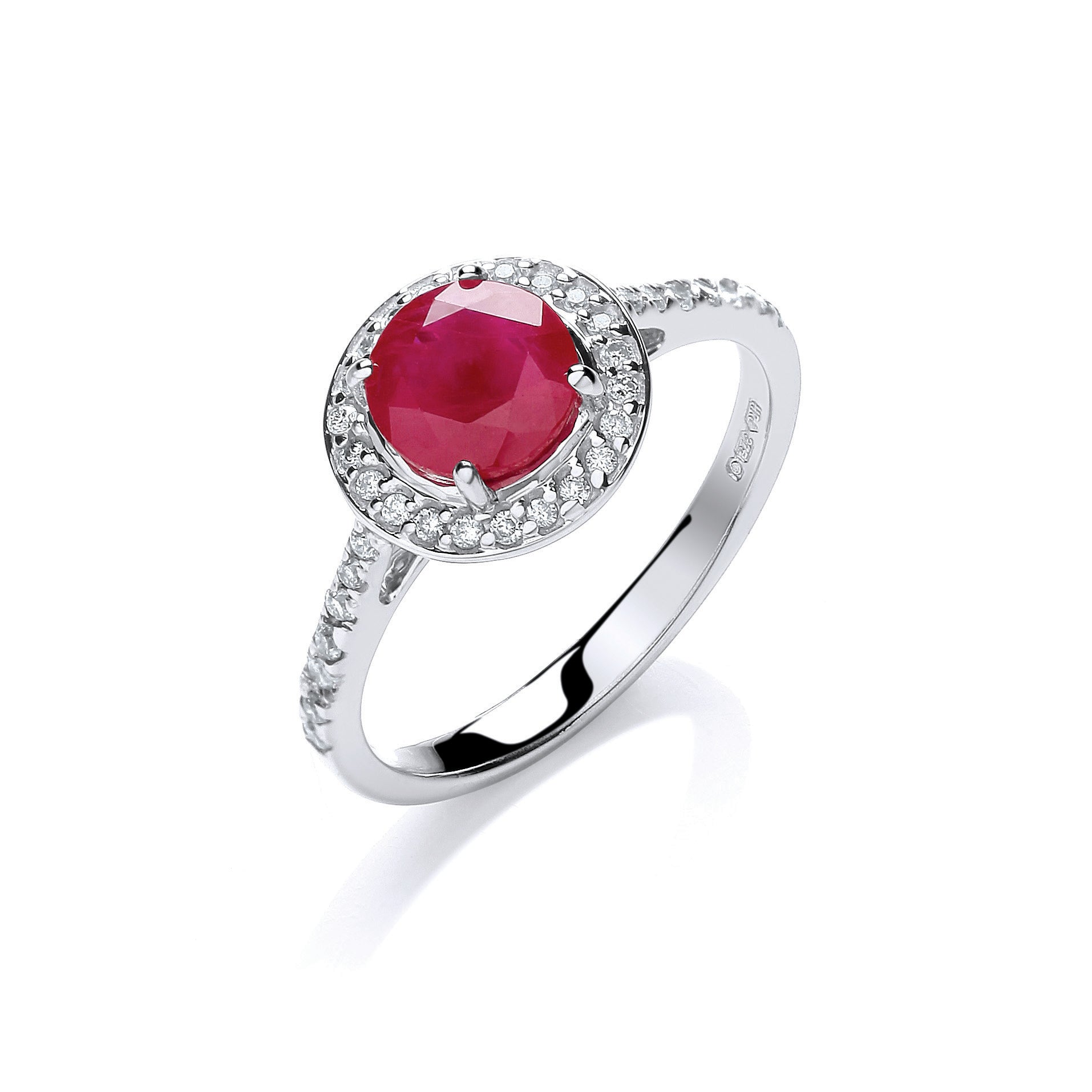 9ct White Gold 0.20ct Diamond, 0.70ct Ruby Ring