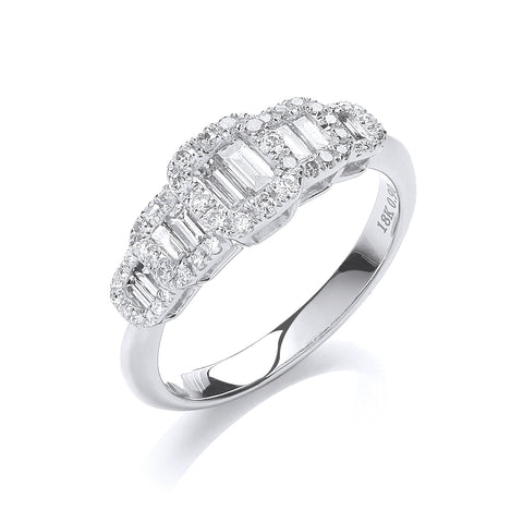 18ct White Gold 0.72ct G-VS Diamond Dress Ring