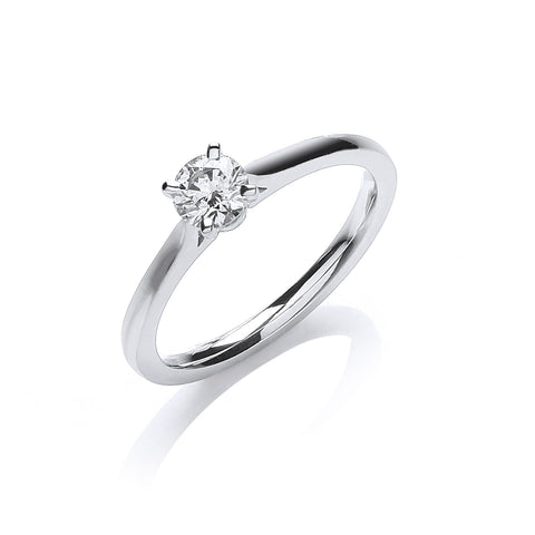 18ct White Gold 0.30ct G/VS Certificated Solitaire Ring