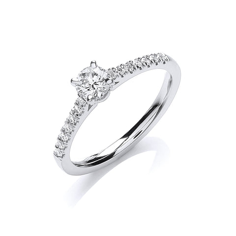 18ct White Gold 0.45ct G/VS Certificated Diamond Solitaire Ring