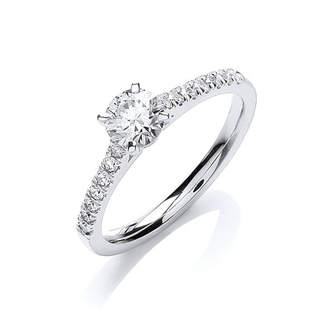 18ct White Gold 0.70ctw G/VS Diamond Certificated Engagement Ring