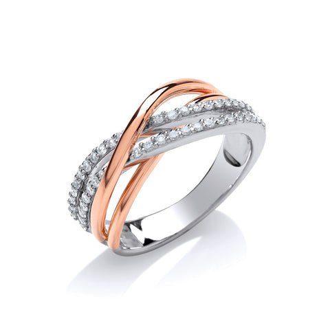 9ct 0.33ct White & Rose Gold Diamond Dress Ring.