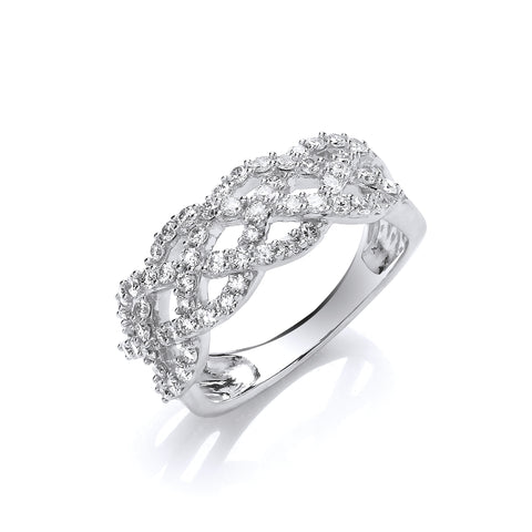 18ct White Gold 0.75ct Weaved Diamond Dress Ring