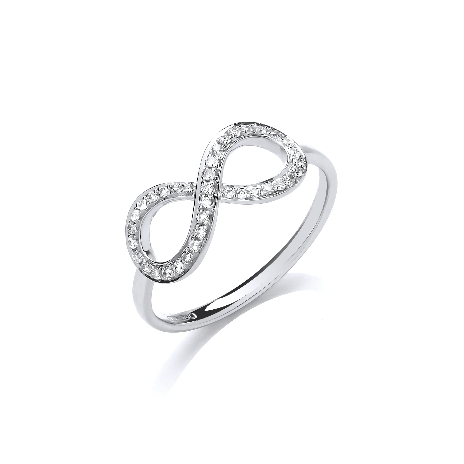 9ct White Gold 0.13ct Diamond Infinity Dress Ring